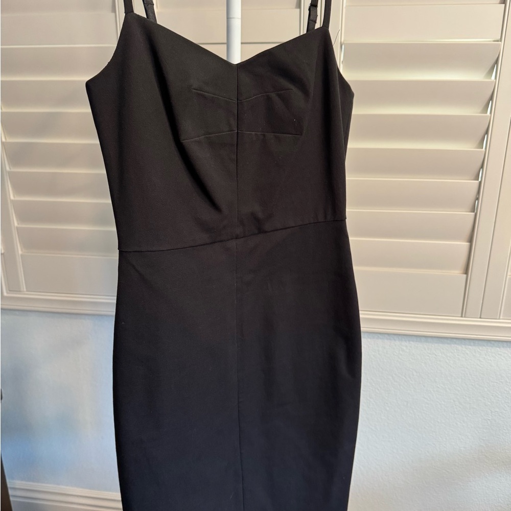 Banana Republic Black Sheath Midi Dress Spaghetti Strap Sweetheart Neckline
